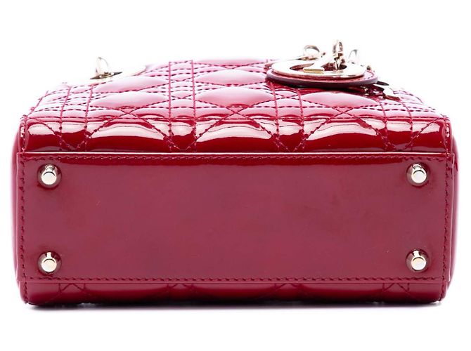 Lady Dior mini in vernice rosso cannage Bordò - vista 3