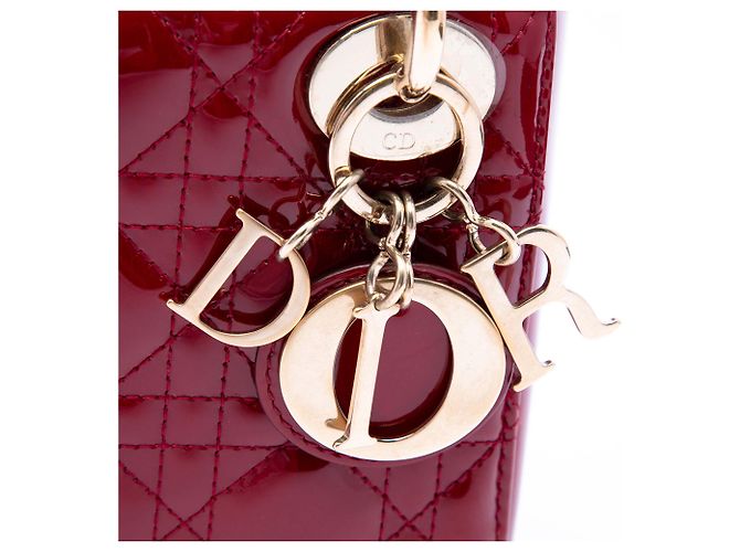 Lady Dior mini in vernice rosso cannage Bordò - vista 4