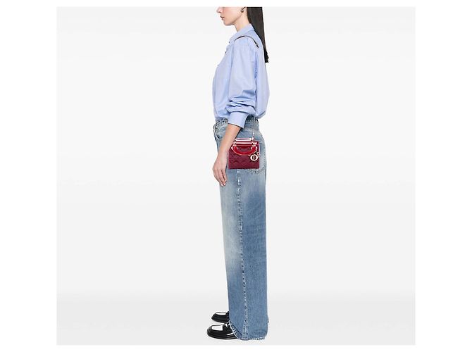 Lady Dior mini in vernice rosso cannage Bordò - vista 6