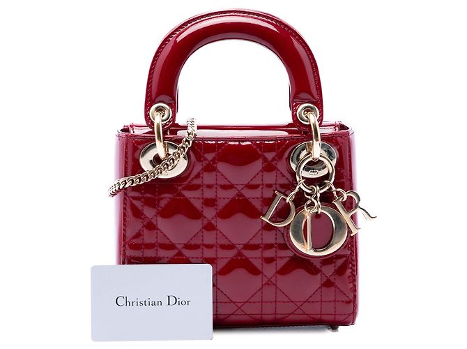 Lady Dior mini in vernice rosso cannage Bordò - vista 7