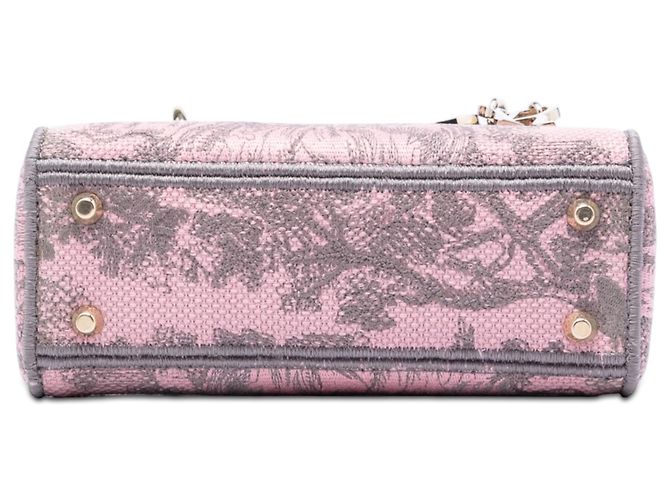 Dior Lady D Lite in tela Toile De Jouy ricamata rosa mini - vista 3
