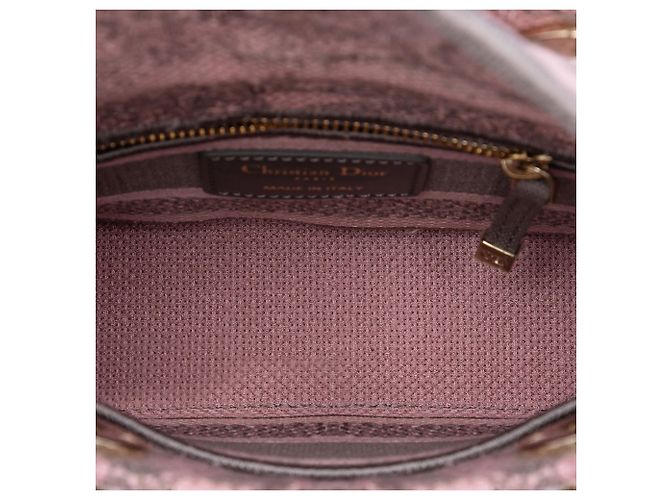 Dior Lady D Lite in tela Toile De Jouy ricamata rosa mini - vista 4