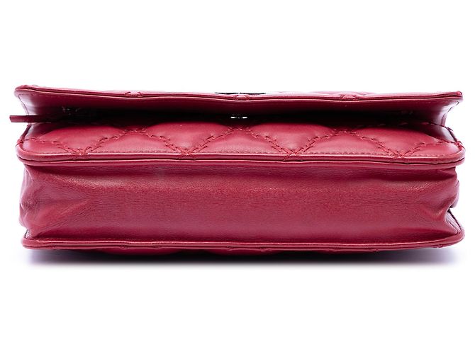 Chanel Red CC gestepptes Kalbsleder Double Stitch Hamptons Wallet on Chain Rot - Ansicht 3
