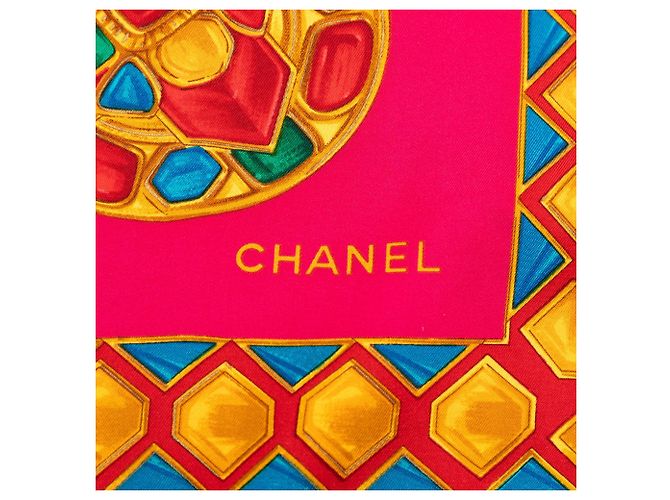Sciarpa in seta Chanel Pink CC Gripoix Rosa - vista 3