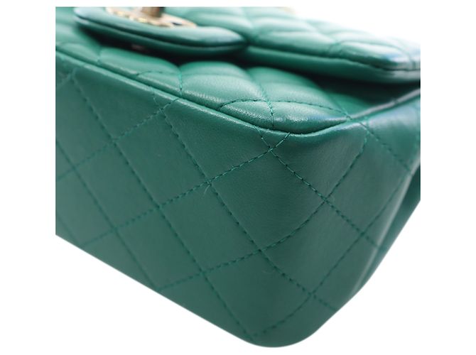 Chanel Green Mini Square Classic Lambskin Single Flap Verde - vista 10