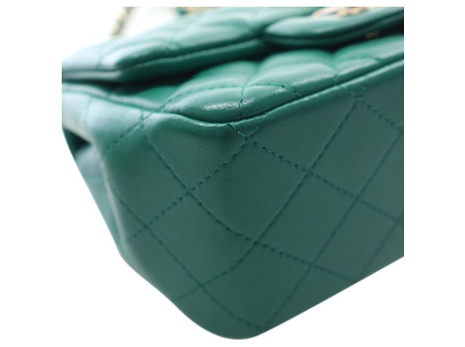 Chanel Green Mini Square Classic Lambskin Single Flap Verde - vista 11