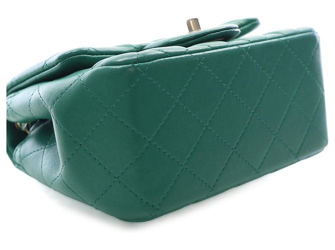Chanel Green Mini Square Classic Lambskin Single Flap Verde - vista 12