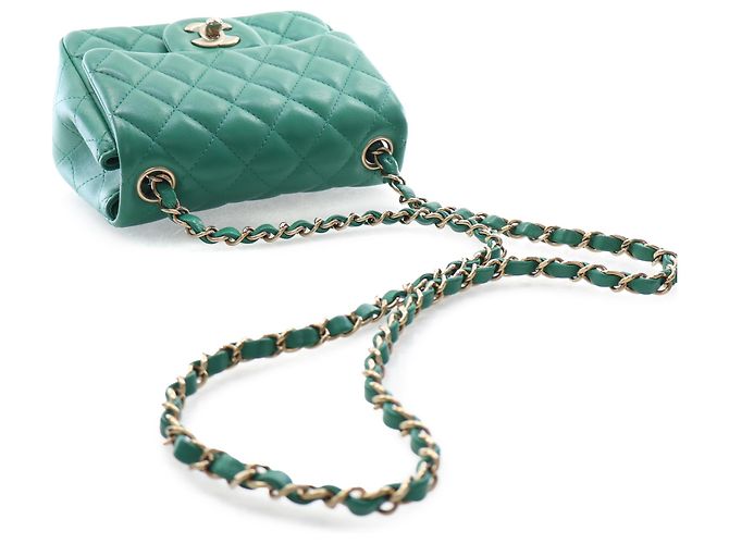 Chanel Green Mini Square Classic Lambskin Single Flap Verde - vista 14