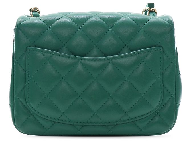 Chanel Green Mini Square Classic Lambskin Single Flap Verde - vista 2