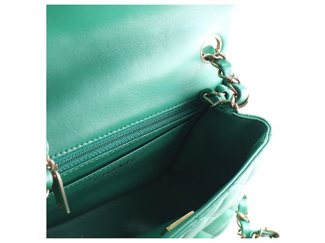 Chanel Green Mini Square Classic Lambskin Single Flap Verde - vista 4