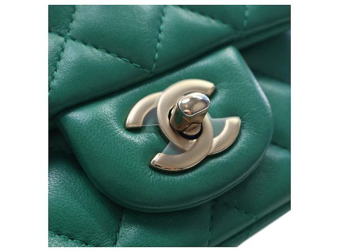 Chanel Green Mini Square Classic Lambskin Single Flap Verde - vista 5