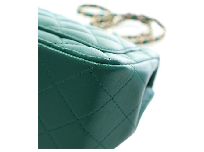 Chanel Green Mini Square Classic Lambskin Single Flap Verde - vista 8
