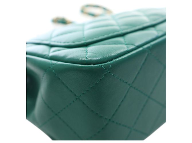 Chanel Green Mini Square Classic Lambskin Single Flap Verde - vista 9
