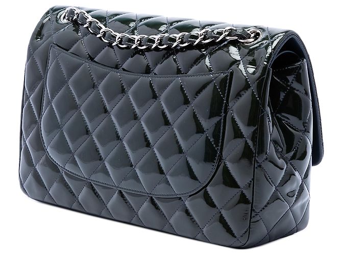 Chanel Blue Jumbo Classic Patent Double Flap Blu navy - vista 2