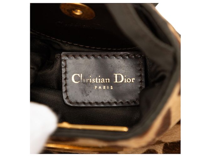 Dior Bolso Malice bandolera de pelo de pony marrón con estampado de leopardo Castaño Marrón claro - vista 5