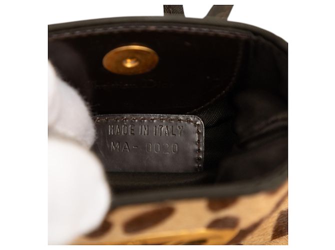 Dior Bolso Malice bandolera de pelo de pony marrón con estampado de leopardo Castaño Marrón claro - vista 6