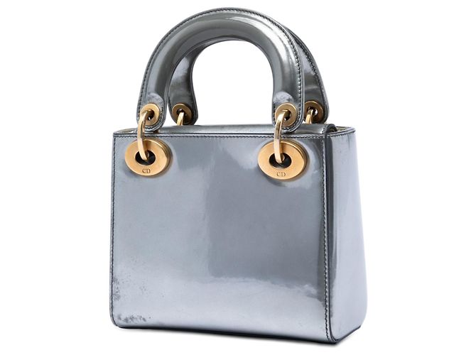 Lady Dior Mini metallizzata in vernice argento Dior - vista 2