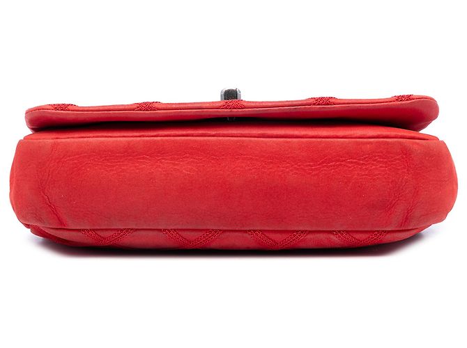 Chanel Red Small Nubuck Diamond Stitch Chain Flap Rosso - vista 3