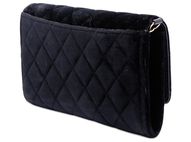 Wallet On Chain Chanel Black CC gestepptes Samt-Portemonnaie mit abnehmbarer Kette Schwarz - Ansicht 2