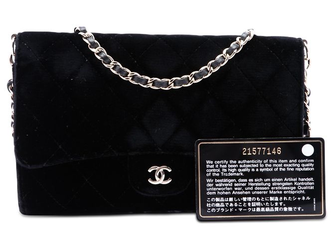 Wallet On Chain Chanel Black CC gestepptes Samt-Portemonnaie mit abnehmbarer Kette Schwarz - Ansicht 7