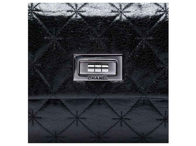 Chanel Black Glazed Crackled Calfskin Mademoiselle Flap - vista 5