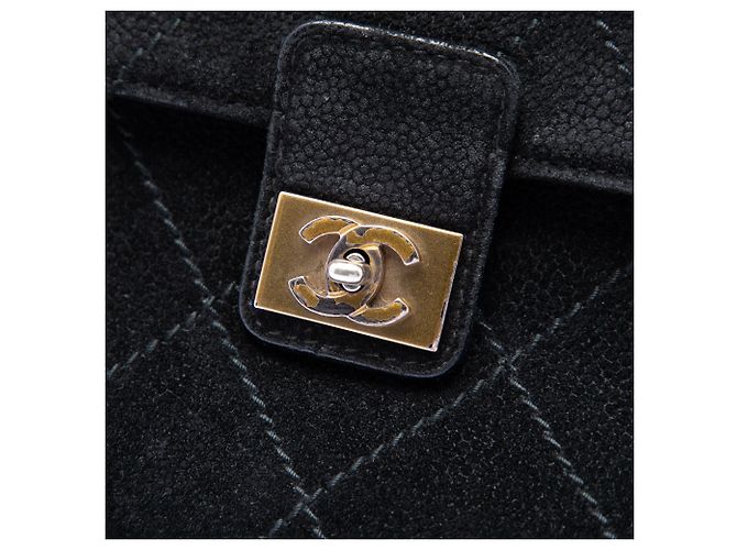 Chanel Black CC gestepptes Wild Stitch Wildleder Flap Schwarz - Ansicht 5