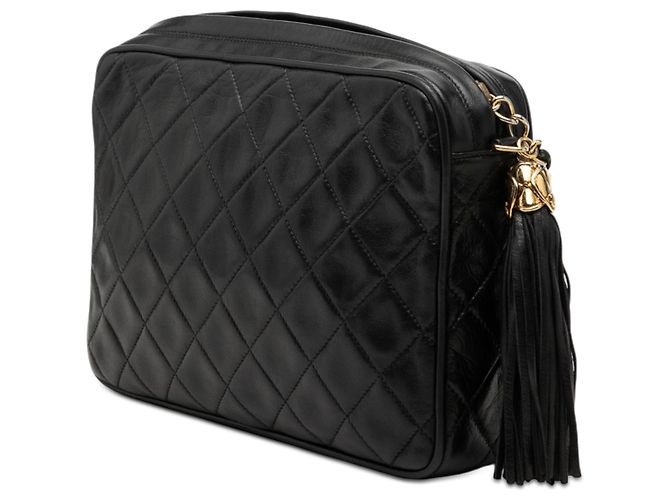 Chanel Black CC gesteppte Lammfell Camera Bag mit Quaste Schwarz - Ansicht 2