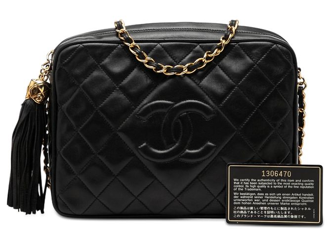 Chanel Black CC gesteppte Lammfell Camera Bag mit Quaste Schwarz - Ansicht 8