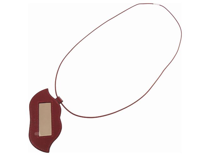 Hermès Collana con pendente Hermes Lips Veau Swift Rouge H K Stamp Rosso - vista 3