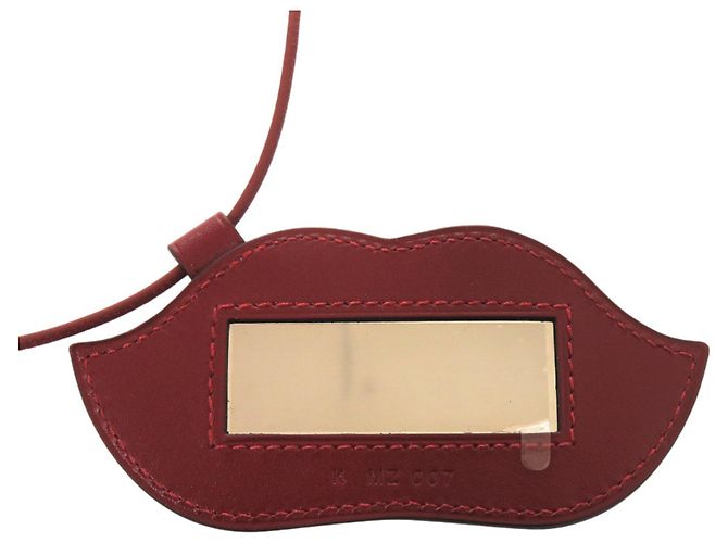 Hermès Collana con pendente Hermes Lips Veau Swift Rouge H K Stamp Rosso - vista 5