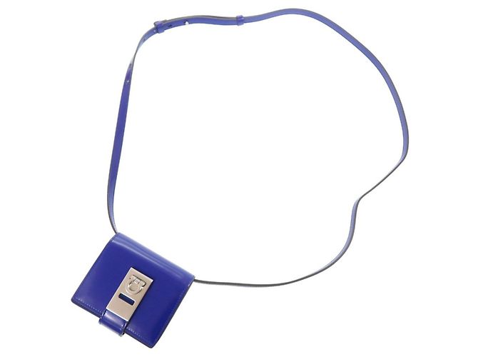Borsa a tracolla in pelle blu Gancini Salvatore Ferragamo - vista 8