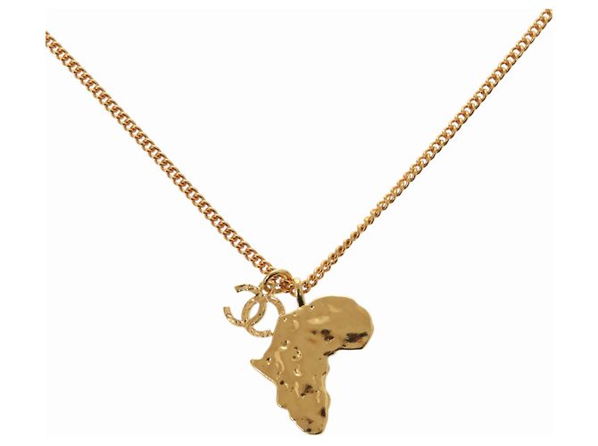 Collana Chanel Coco Mark Motivo Continente Africano Argento Bianco D'oro - vista 3