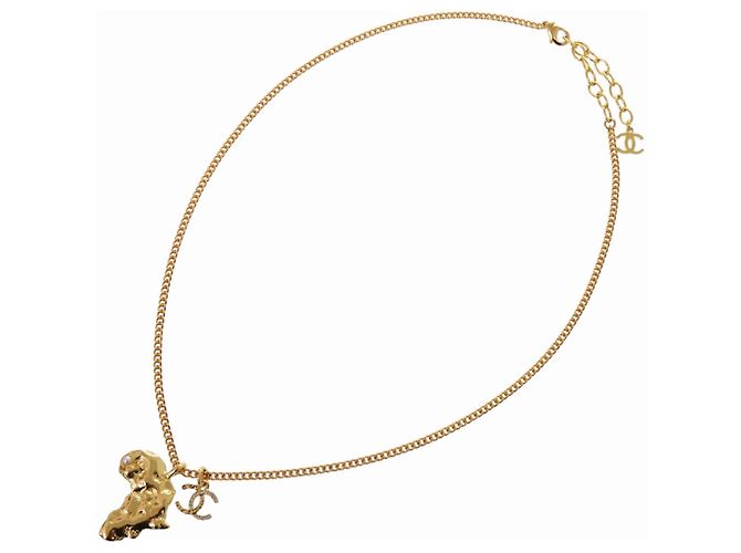 Collana Chanel Coco Mark Motivo Continente Africano Argento Bianco D'oro - vista 4