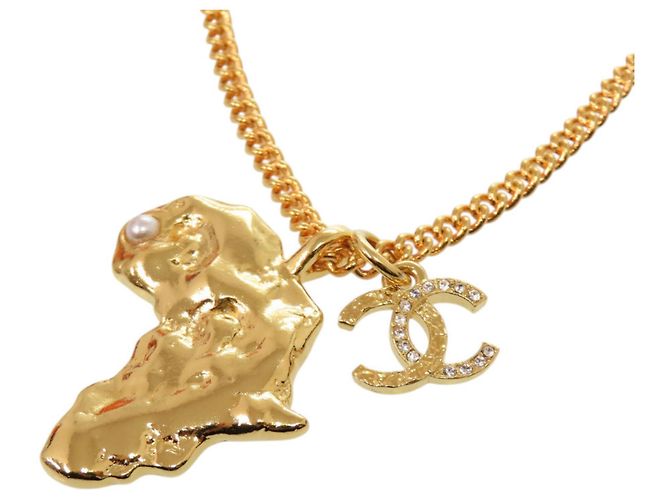 Collana Chanel Coco Mark Motivo Continente Africano Argento Bianco D'oro - vista 5