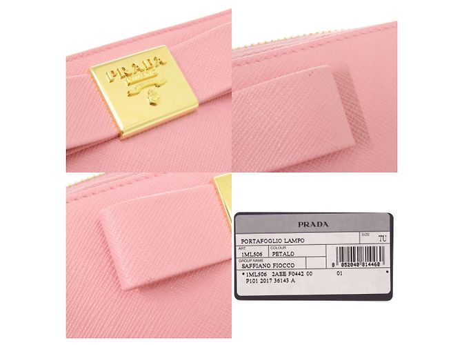 Prada Saffiano Leder Langgeldbörse Pink - Ansicht 8