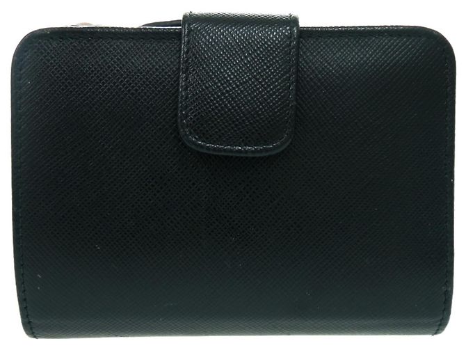 Saffiano Prada Bi-Fold Wallet mit Maria Dog Illustration Schwarz Pink - vista 3