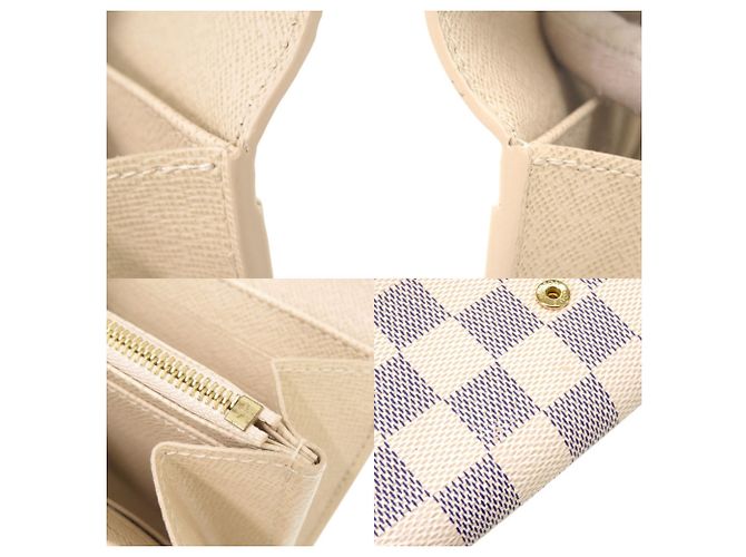 Sarah Louis Vuitton Damier Azur Long Wallet Weiß - Ansicht 9