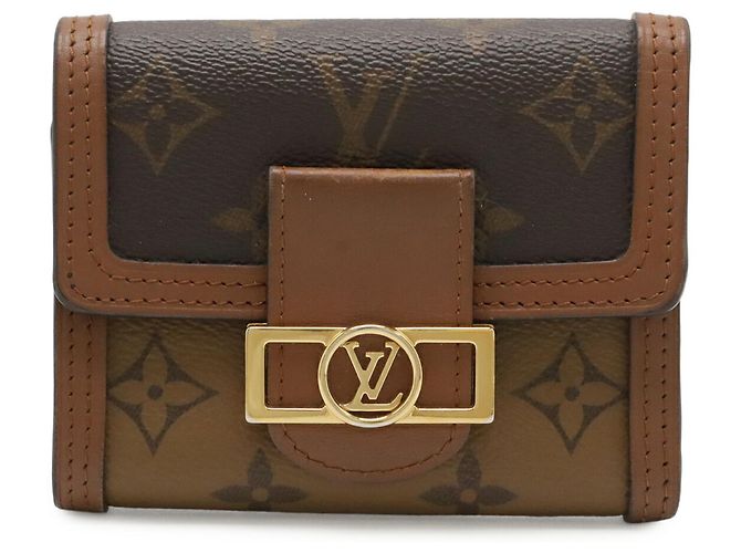 Cartera compacta de tres pliegues Louis Vuitton Monogram Reverse Dauphine Marrón claro Monograma - vista 2