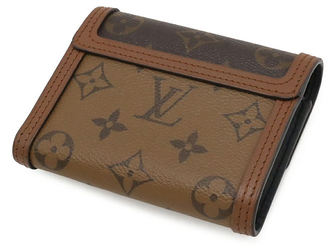 Cartera compacta de tres pliegues Louis Vuitton Monogram Reverse Dauphine Marrón claro Monograma - vista 3