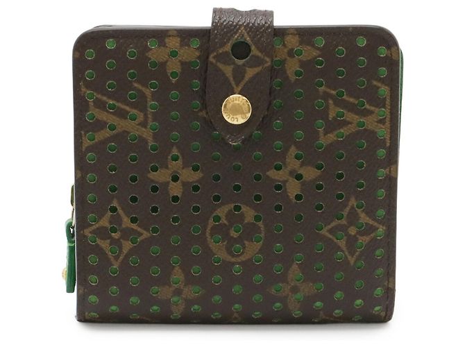 Cartera Compact Zip Plegable Monogram Perforada Louis Vuitton Verde Verde claro Monograma - vista 2