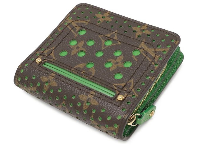 Cartera Compact Zip Plegable Monogram Perforada Louis Vuitton Verde Verde claro Monograma - vista 3