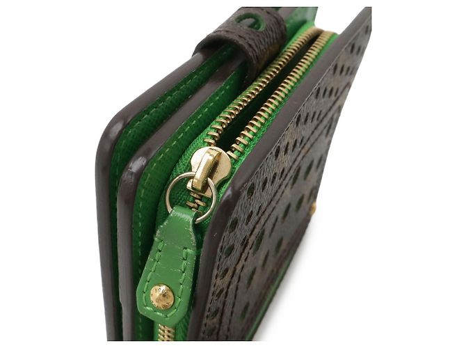 Cartera Compact Zip Plegable Monogram Perforada Louis Vuitton Verde Verde claro Monograma - vista 6