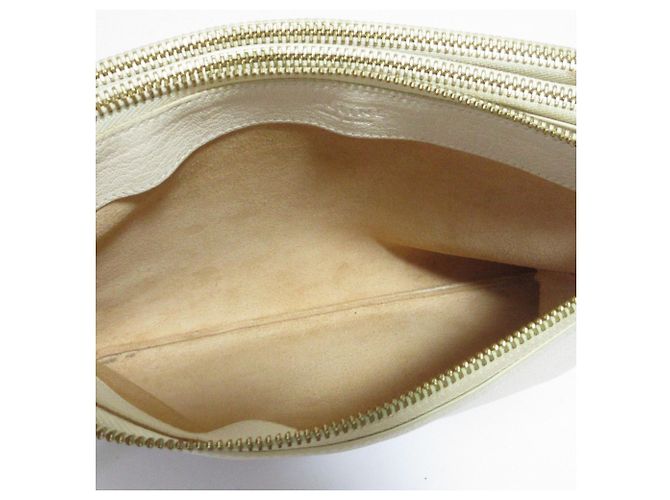 Céline Borsa a tracolla Trio in pelle Celine Bianco Bianco sporco - vista 10