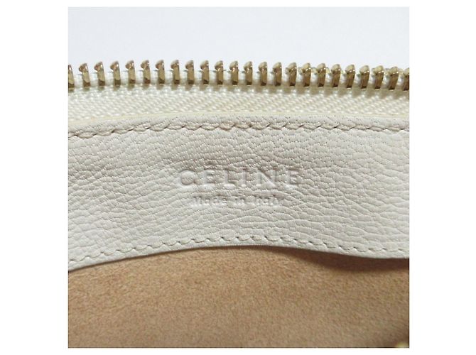 Céline Borsa a tracolla Trio in pelle Celine Bianco Bianco sporco - vista 11