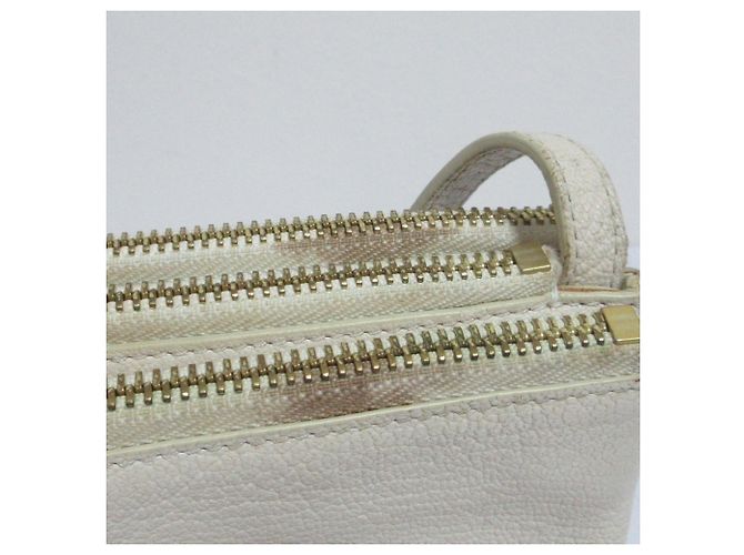 Céline Borsa a tracolla Trio in pelle Celine Bianco Bianco sporco - vista 19