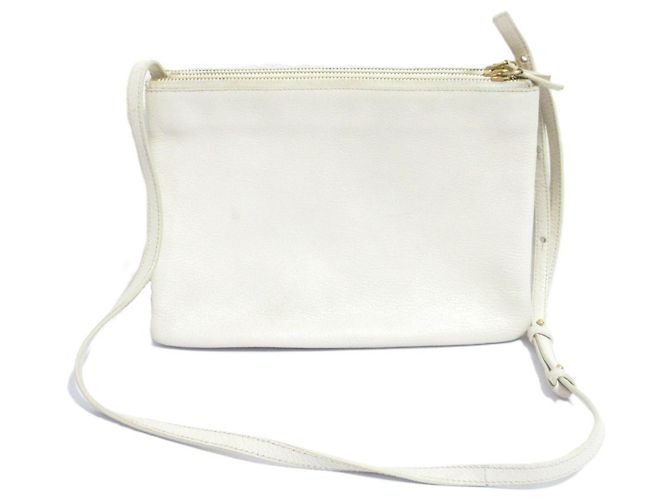 Céline Borsa a tracolla Trio in pelle Celine Bianco Bianco sporco - vista 2