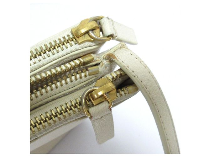 Céline Borsa a tracolla Trio in pelle Celine Bianco Bianco sporco - vista 20