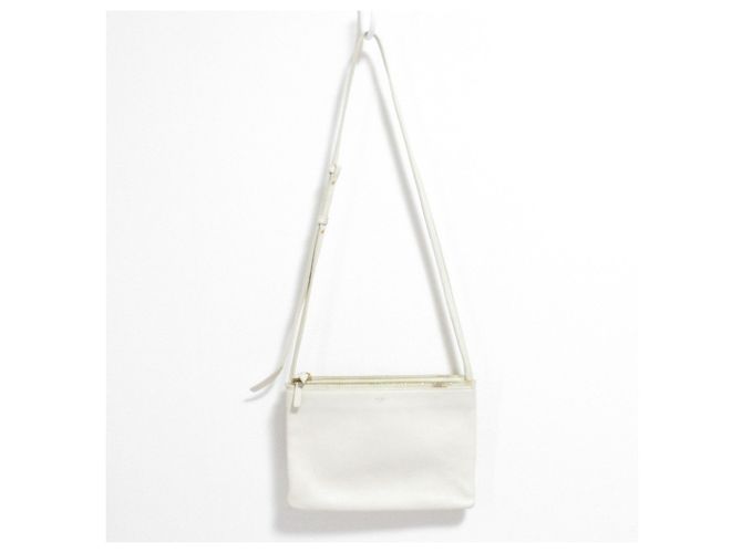 Céline Borsa a tracolla Trio in pelle Celine Bianco Bianco sporco - vista 3