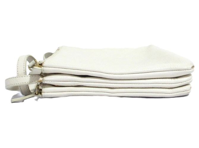 Céline Borsa a tracolla Trio in pelle Celine Bianco Bianco sporco - vista 4