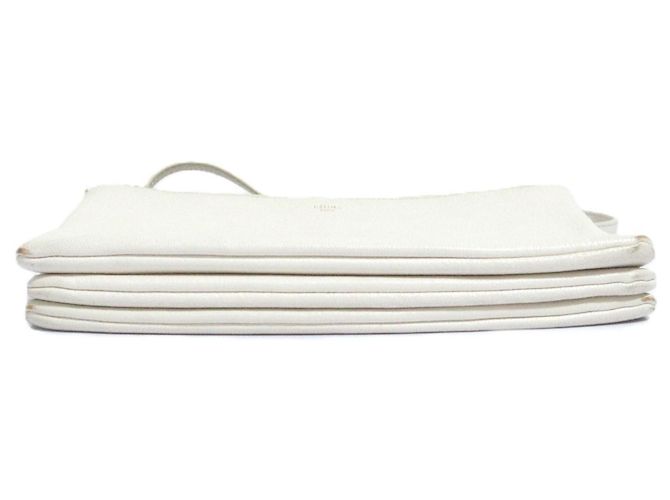 Céline Borsa a tracolla Trio in pelle Celine Bianco Bianco sporco - vista 5
